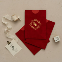 Pochettes d'invitation personnalisées exquises avec monogramme doré, enveloppes semi-pliées en velours pressé à chaud, pochettes d'invitation de mariage