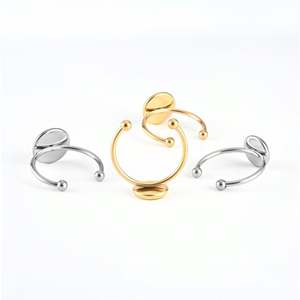 Mode acier inoxydable plaqué or bijoux anneau bricolage accessoires Base vierge lunette Cabochon résultats faisant - Product Image 6