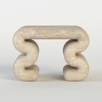 Wabi-sabi Table basse cavée en pierre naturelle Table basse en travertin de salon. Table console