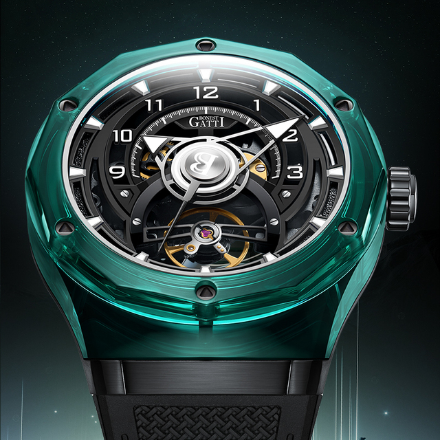 Bonest Gatti High Quality Men Luxury Refined Sapphire Watch case Transparent Luminous Automatic Mechanical Watch for Men BG6003