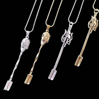 Collier vintage mini-cuillère en laiton avec pendentifs crânes d'animaux, bijoux unisexes style bohème gypsy tribal, colliers pendentifs cuillères