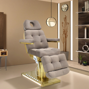 Cama Facial Eléctrica Ajustable de Lujo Moderna con Vibración, Tapizada en Cuero Sintético, Mesa de Masaje para Salón de Belleza, Hotel, Sala de Estar - Product Image 1