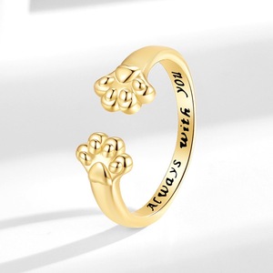 Nuovo Anello Aperto a Forma di Zampa di <span class=keywords><strong>Gatto</strong></span> con Lettera Inglese, Anello Regolabile alla Moda - Product Image 3