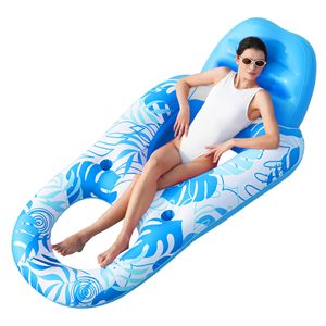 Chaise longue gonflable pour adultes avec porte-gobelets et repose-pieds, flotteur pour piscine - Product Image 1