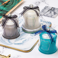 Vente en gros label privé de luxe personnalisé décoration de la maison yourte bombée argentée couleur bocal en verre bougie en cire de soja parfumée coffret cadeau