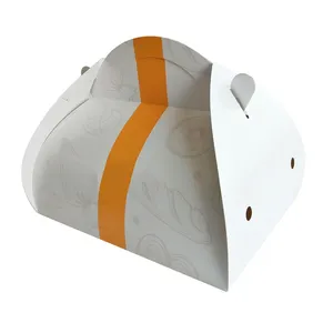 Boîte à gâteaux en carton kraft blanc et marron, sans danger pour aliments, avec poignée, parfait pour les 360 desserts doux
