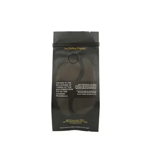 High Quality Black Custom Labels Side Gusset Moisture Proof Tin Tie Coffee Bag With Bag Clip