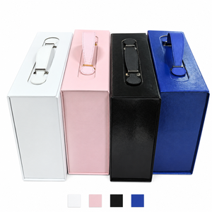 Boîte cadeau pliable à couvercle rabattable avec poignée, surface texturée en cuir, fermeture magnétique, emballée à plat pour réduire les frais de transport - Product Image 4