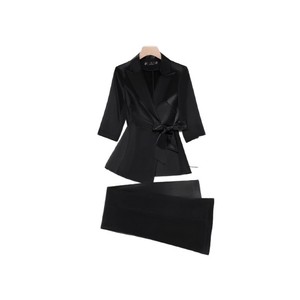 Pink Satin Blazer And Trousers Two Piece Set Women's Suit Elegant Anti-Wrinkle Commute Style YSY6608 - Product Image 5