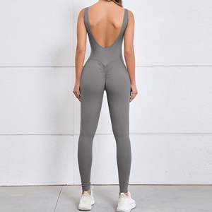 Nude Peach Butt Backless Fitness Yoga Body pour les femmes Hot Gym Sports Jumpsuit One Piece Set - Product Image 5