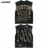 T-shirt sans manches personnalisé pour homme, style hip-hop urbain, 100 % coton, délavé, effet usé, impression DTG, coupe classique, écologique