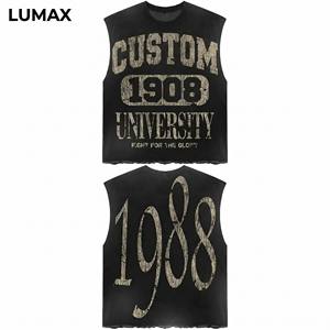 <span class=keywords><strong>Camiseta</strong></span> <span class=keywords><strong>sin</strong></span> <span class=keywords><strong>Mangas</strong></span> Personalizada para Hombre, Estilo Hip Hop Urbano, 100% Algodón Lavado, Diseño Desteñido, Impresión DTG, Corte Regular, Ecológica - Product Image 1