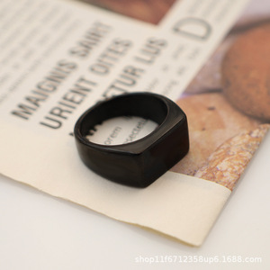Geometric <b>Ring</b> Black Unisex <b>Titanium</b> Steel Minimalist Jewelry Gift - Product Image 4