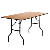 Tables pliantes rectangulaires en bois pour banquets, événements et réceptions, capacité de 150 kg, 1,50 m (5 pieds), pour 8 personnes, vente en gros