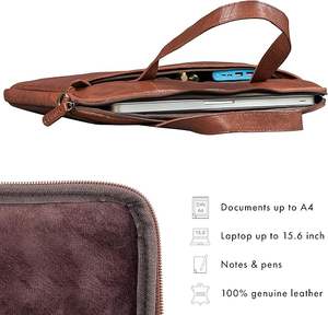 Marrant Business Genuine Leather Women's Eco-Friendly Waterproof Laptop Messenger <b>Briefcase</b> with Zipper Closure - Product Image 5