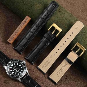 Bracelets de montre WOCCI CHARM en cuir de première qualité, grain de crocodile gaufré, à dégagement rapide, 18 mm/20 mm/22 mm - Product Image 2