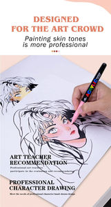 Bview Art ปากกาปลายพู่กัน12สีอะคริลิคปากกามาร์กเกอร์โทนสีผิวสำหรับภาพวาดหินแก้วไม้ - Product Image 5