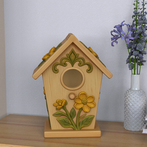 Toptan Özel Çiçek Desenli Çevre Dostu Moda Açık Hava Reçine Kuş Yuvası Bahçe Dekoru için Zamansız Dayanıklı Kuş Evi Premium - Product Image 6