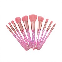 Ensemble de 10 pinceaux de maquillage professionnels à poils synthétiques avec manche en plastique dégradé pour les yeux, le visage, le contour des lèvres, le blending, les paillettes, utilisation en voyage