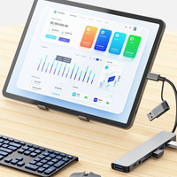 8 in 1 USB +Type C HUB Docking Station dengan Adaptor Jack Audio 3.5mm Pembaca Kartu Micro SD Konverter Disk Laptop Tablet Ponsel