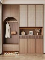 Armoire en rotin de style rustique à trois portes intégrée à une coiffeuse, grande capacité, en bois massif, pour chambre à coucher, personnalisable