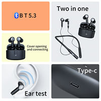 Auriculares Bluetooth J9 2 en 1 con Cable Desmontable para el Cuello, Cancelación de Ruido ANC ENC, Micrófono, IPX6, Auriculares Inalámbricos TWS para Turismo y Camping