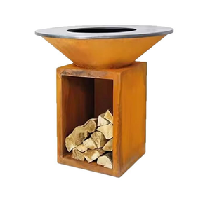 Barbecue in Acciaio Corten con Braciere, <span class=keywords><strong>Griglia</strong></span> <span class=keywords><strong>per</strong></span> Barbecue a Legna da Esterno con Supporto, Caminetto da Patio Resistente alle Intemperie, Durevole e Personalizzabile - Product Image 3