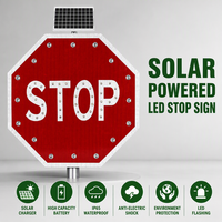 Panneau STOP solaire LED en aluminium de forme octogonale avec film réfléchissant, signalisation de sécurité clignotante pour le trafic