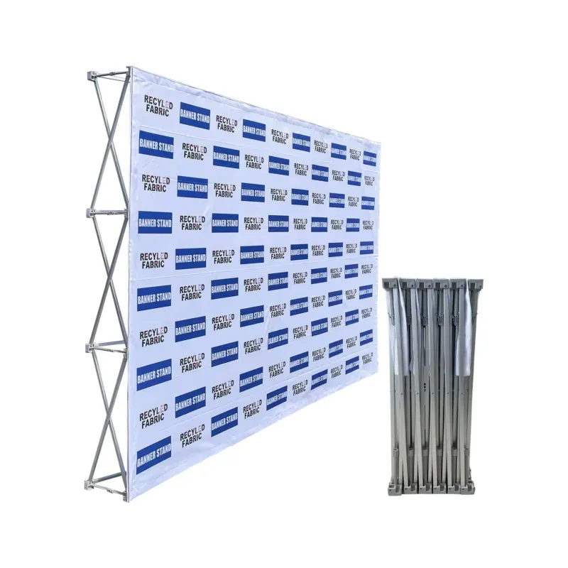 Triển lãm vải Backdrop Pop Up Booth biểu ngữ đứng hiển thị với biểu tượng tùy chỉnh