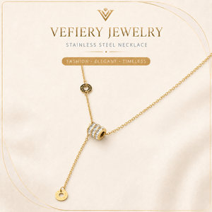 Gold Color Titanium Steel Beaded Lariat <b>Fashion</b> <b>Necklace</b> for Women - Product Image 1
