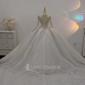 Lsjj148 Elegant Ivory Bohemian Bridal Gown Heavy Beaded Bodice Sparkle Tulle Ball Gown Princess <b>Wedding</b> Dress Chapel for - Product Image 6