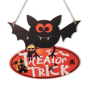 Colgante de madera con forma de murciélago para Halloween, decoración exterior, adorno colgante para puerta o patio, ideal para el día de los muertos. - Product Image 4