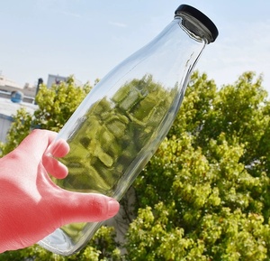 Wholesale Empty <strong>200ml</strong> 250ml 500ml 1l <strong>Milk</strong>/juice/tea/drink Glass Bottle With Lid - Product Image 4