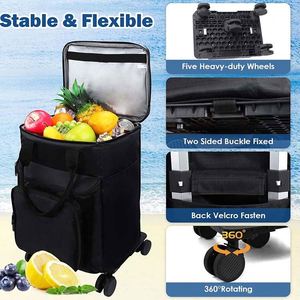 กระเป๋าเก็บความเย็นแบบนิ่มกันรั่วซึมขนาดใหญ่, กระเป๋าเก็บความเย็นกระเป๋าเก็บความเย็นแบบพกพามีล้อ - Product Image 4