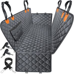 Housse de siège auto pour chien 100 % imperméable en tissu Oxford, motif uni, extension de siège arrière avec fenêtre en maille, fond rigide, hamac pour chien - Product Image 3