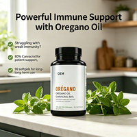 Gélules d'origan en gros OEM, 90 unités, 80% Carvacrol, 100mg, haute puissance, soutien immunitaire, pour adultes, étiquette bilingue, complément alimentaire à base de plantes