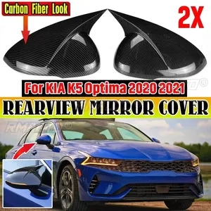 ฝาครอบกระจกมองข้าง 1 ชิ้น สำหรับ KIA K5 Optima 2020 2021 คาร์บอนไฟเบอร์ สีดำเงา - Product Image 1