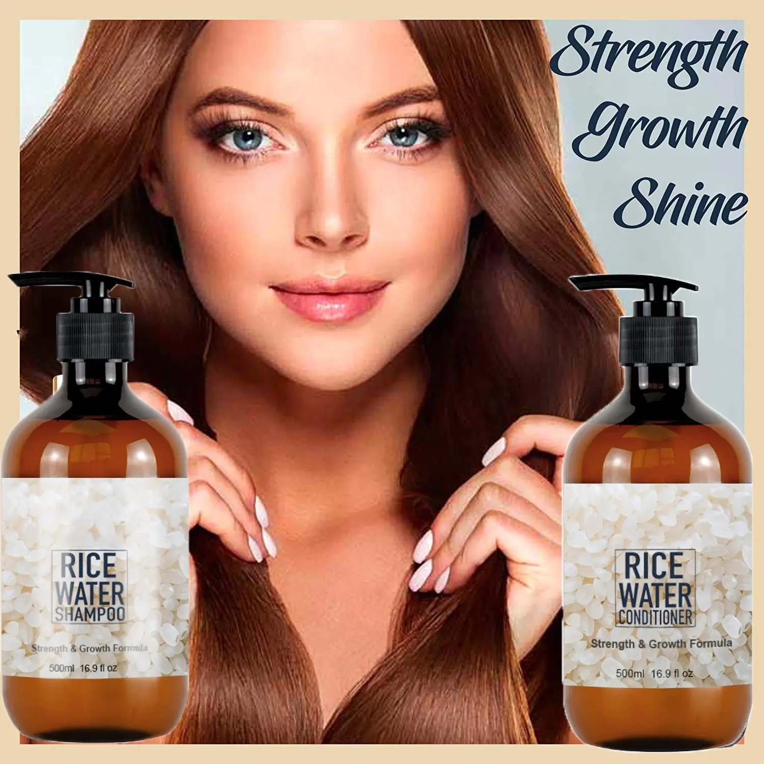 Usine marque privée shampooing naturel riz lavage eau croissance des cheveux Anti perte de cheveux shampooing et revitalisant traitement eau de riz