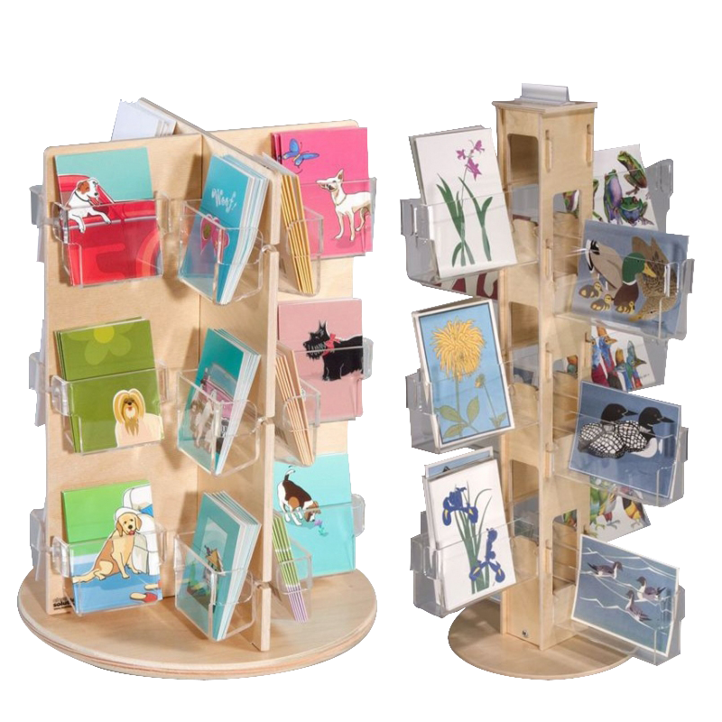 Apache Customizable Wooden Greeting Card Display Rack for Supermarket Store Display Shelves — view 2