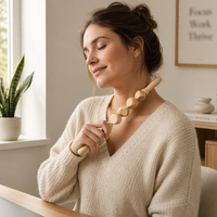 Outil de massage en bois naturel avec logo personnalisé, outil de drainage lymphatique, masseur anti-cellulite, ensemble de rouleaux de massage pour le corps entier