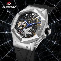 Montre mécanique squelette Flywheel pour homme, cadran en saphir motif toile d'araignée, automatique, de luxe, avec réserve de marche, montre-bracelet tendance, personnalisable