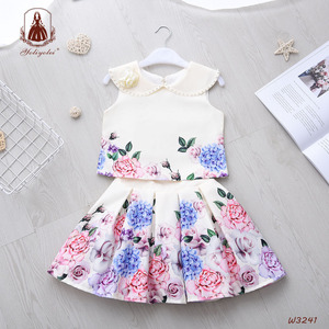 ชุดเสื้อผ้า2ชิ้นสำหรับเด็กผู้หญิง,ชุดเสื้อแขนกุดคอปกปีเตอร์แพน + กระโปรง - Product Image 2