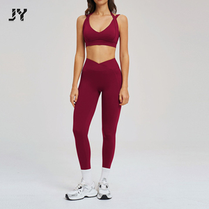 JY 2026 Nuovo Arrivo Set <span class=keywords><strong>Fitness</strong></span> Yoga Primaverile Aderente <span class=keywords><strong>Nude</strong></span> Alla Moda Set Tempo Libero Corsa Outdoor Set Sportivo Donna - Product Image 1