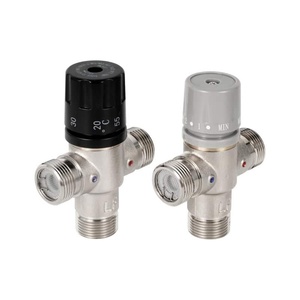 Válvula mezcladora termostática ajustable de latón niquelado de <span class=keywords><strong>3</strong></span> vías y <span class=keywords><strong>3</strong></span>/4 pulgadas para baño y sistema de calefacción - Product Image 2