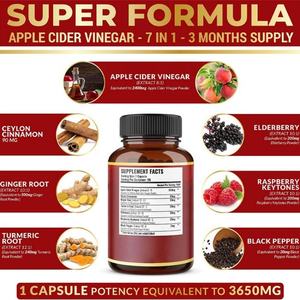 OEM 7-in-1 Hooggeconcentreerde Appelazijn <span class=keywords><strong>Capsules</strong></span> met Kaneel, Gember en Kurkuma voor Dagelijkse Welzijn - Product Image 4