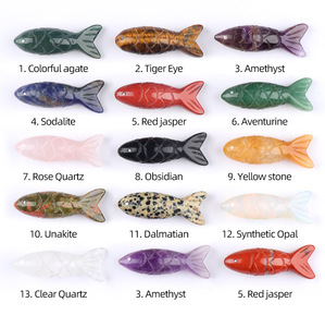 Colgantes de Peces Pequeños Tallados en 3D al por Mayor, Hechos de Piedras Semipreciosas de Cristal Natural, Colgantes con Forma de Pez de Ojo de Tigre - Product Image 2