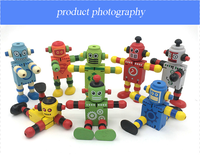 Marionnettes Robots en Bois DIY pour Enfants, Jouet de Dessin Animé pour le Divertissement et Figurine