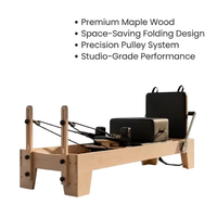 Cama de Pilates Plegable de Madera de Arce con Sistema de Poleas para Entrenamiento en Estudio, Máquina de Pilates Reformer
