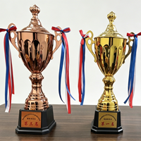 Trophée personnalisé en métal plaqué or poli, forme et taille sur mesure, texte personnalisé, vente en gros