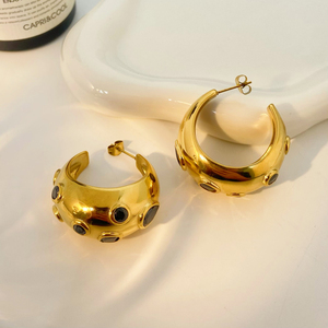 INS gli stessi <span class=keywords><strong>orecchini</strong></span> a <span class=keywords><strong>mezzaluna</strong></span> in <span class=keywords><strong>oro</strong></span> 18k <span class=keywords><strong>oro</strong></span> nero zircone a forma di <span class=keywords><strong>mezzaluna</strong></span> grossi accessori in acciaio inossidabile Non sbiaditi all'ingrosso - Product Image 2